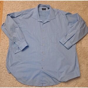 Shaquille O'Neal Dress Shirt Big Fit Cooling Stretch Mens Size XLG 20 34/35 Blue